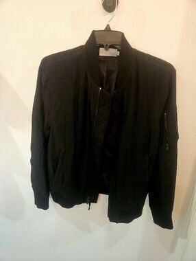 Vince Black Linen Mimialist Bomber Medium Unisex